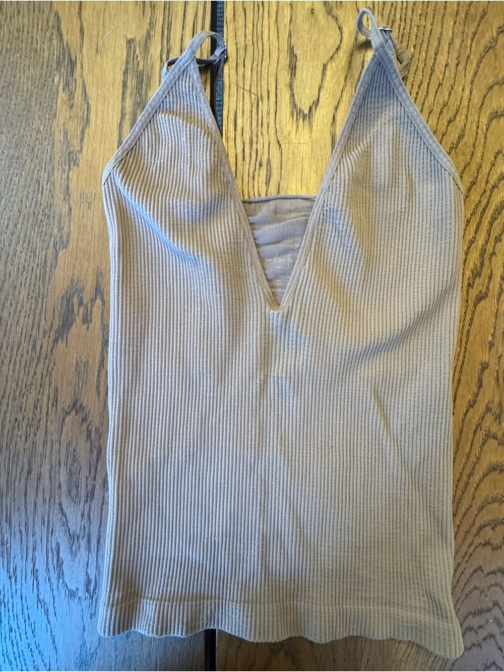 Free‎ People intimately Deep V Ribbed V-Neck Camisole - Tan Mesh Size Small
